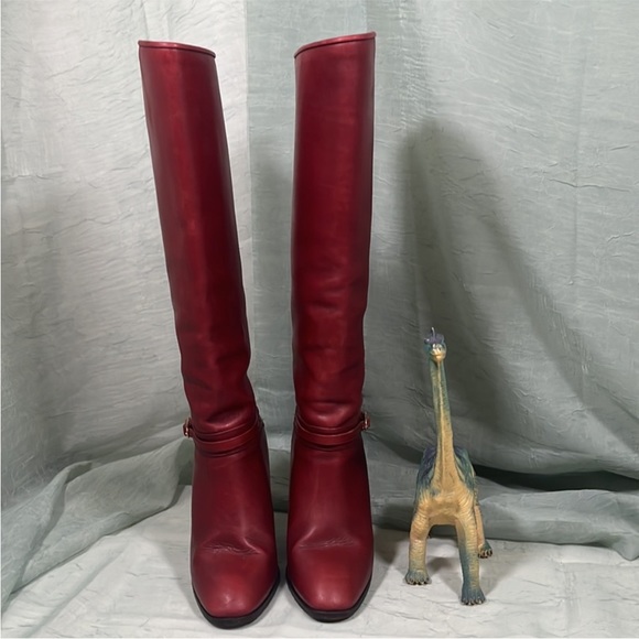 Pasquale Di Fabrizio Vero Cuoio Red Leather Vintage 70s Heeled Boots | 36.5 - Picture 4 of 16